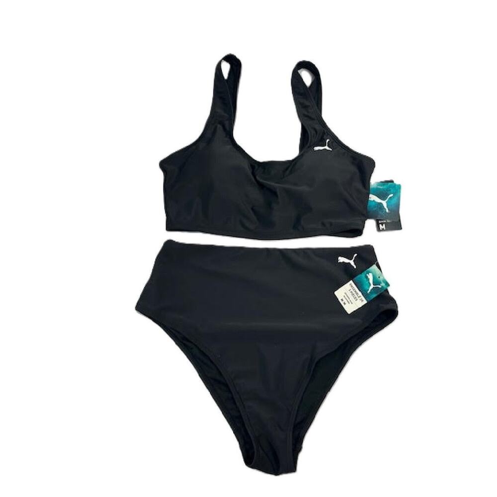 PUMA Women's 2 pc Bikini, Black, Medium